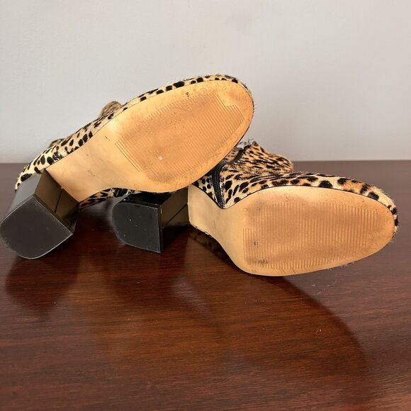 Nordstrom Halogen Leopard Haircalf Abbi Block Heel Booties 6M - Picture 5 of 6